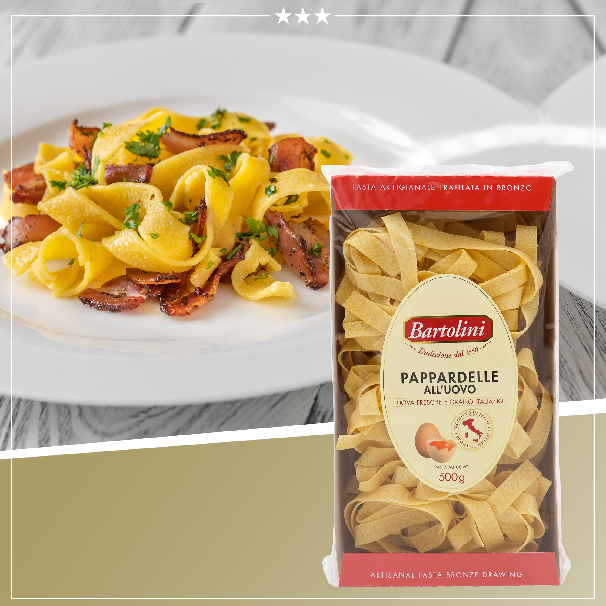 PAPPARDELLE ALL’UOVO | BARTOLINI | 500g | aus Italien | Premium Pasta