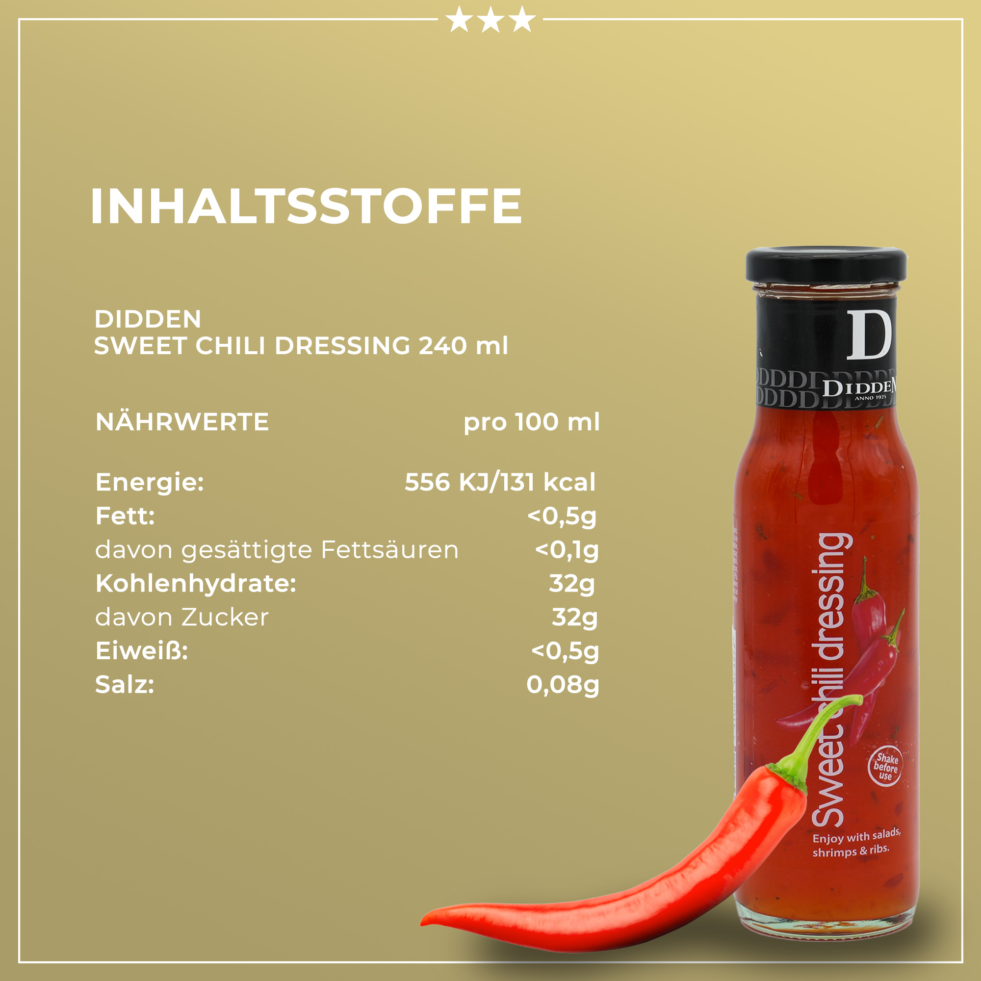 Sweet Chili Dressing | DIDDEN | 240 ml | Asiatische Küche